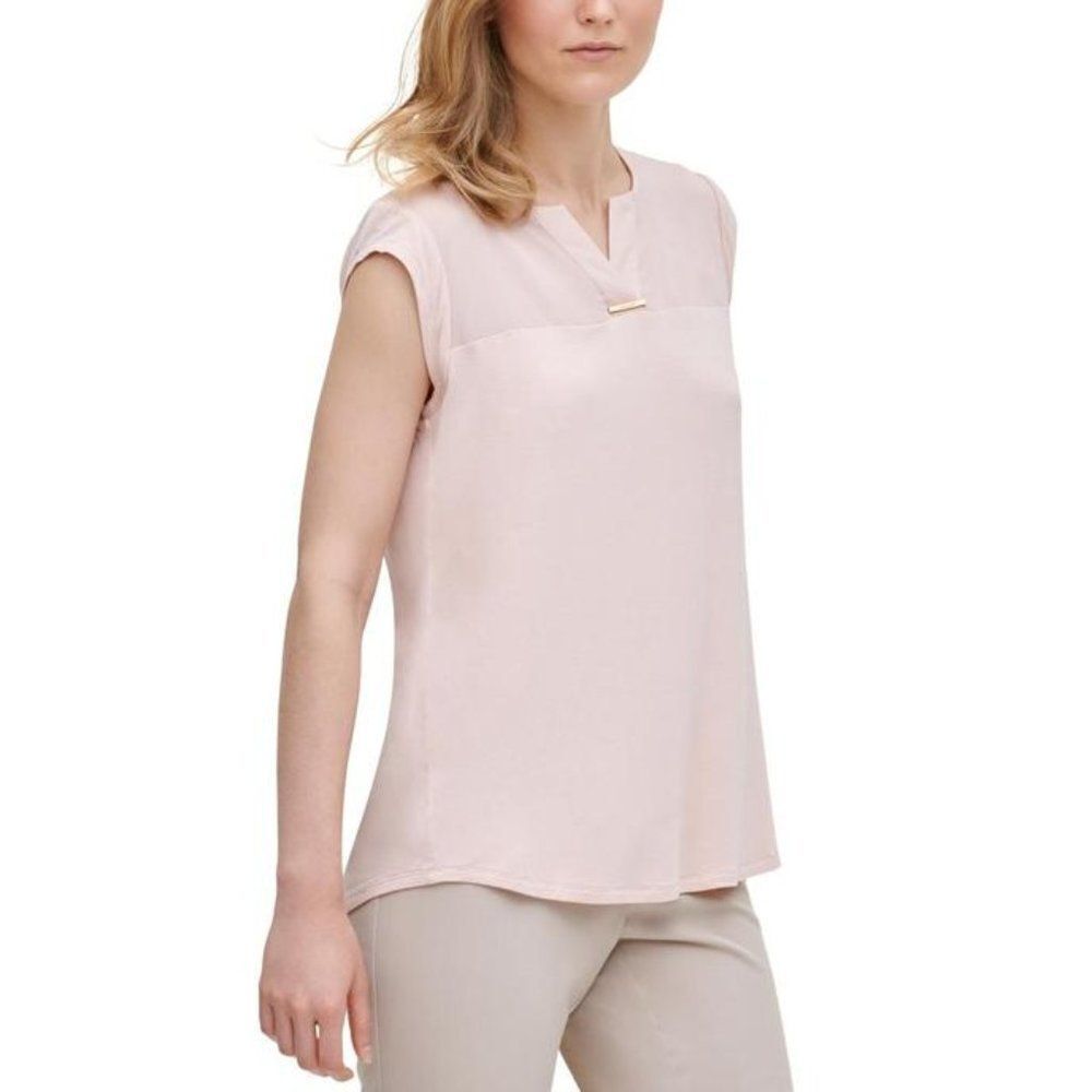 Calvin Klein Mixed Media V-Neck Top size Large